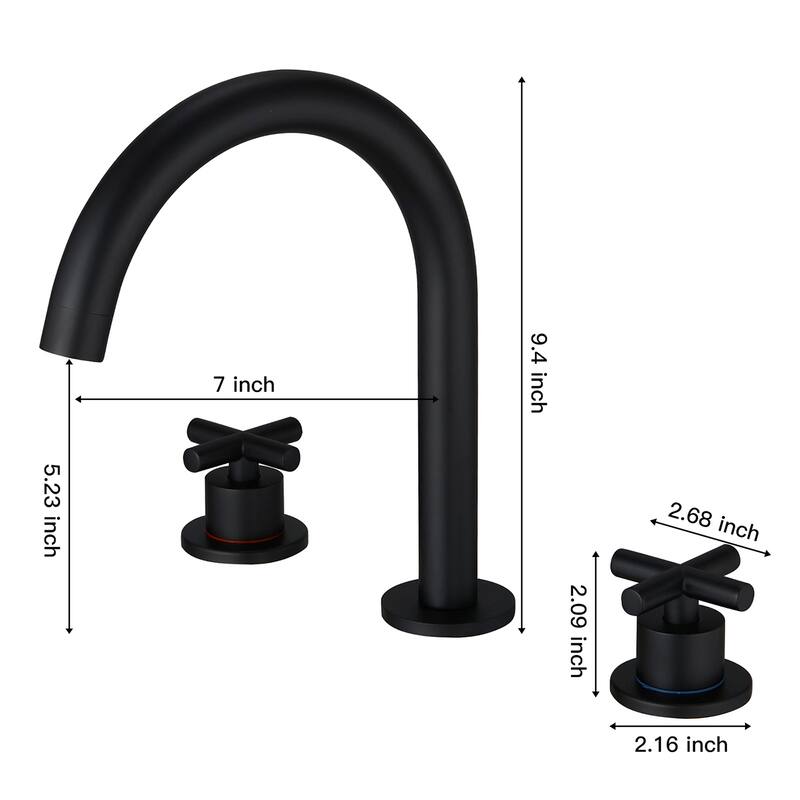 Widespread Bathroom Faucet 3-Hole Double Handle Vanity Tap with Pop-Up Drain