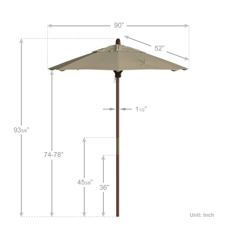 Port Lavaca 7.5ft Round Sunbrella Wooden Patio Umbrella by Havenside Home, Base Not Included