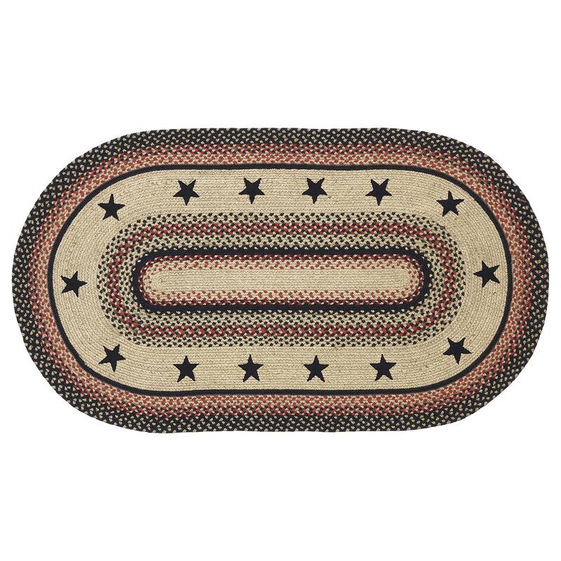 Colonial Star Jute Rug Oval w/ Pad 27x48 - 27" x 48" Oval
