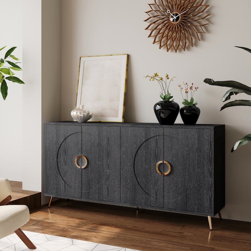 Modern Lacquered 4 Door Wooden Cabinet Sideboard Buffet Server Cabinet Storage Cabinet