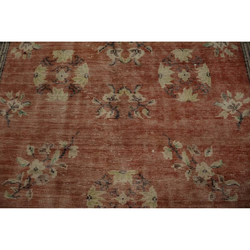 Hand Knotted Oriental 100% Wool Carpet Transitional Floral Oranges & Rust Anatolian Area Rug - 9' 3'' X 5' 6''