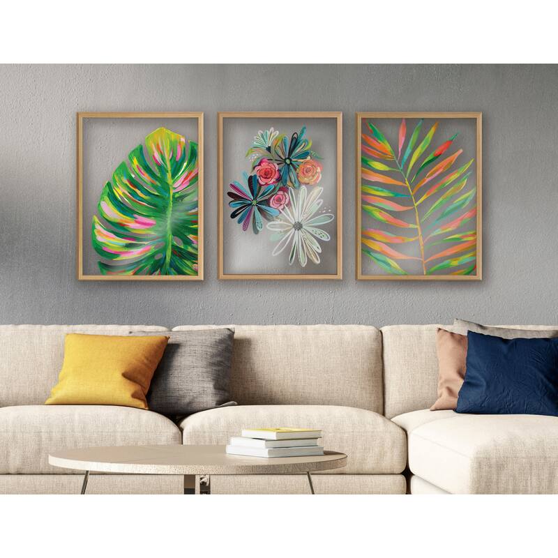 Kate and Laurel Blake Flowers Glass Framed Printed Art by Jessi Raulet
