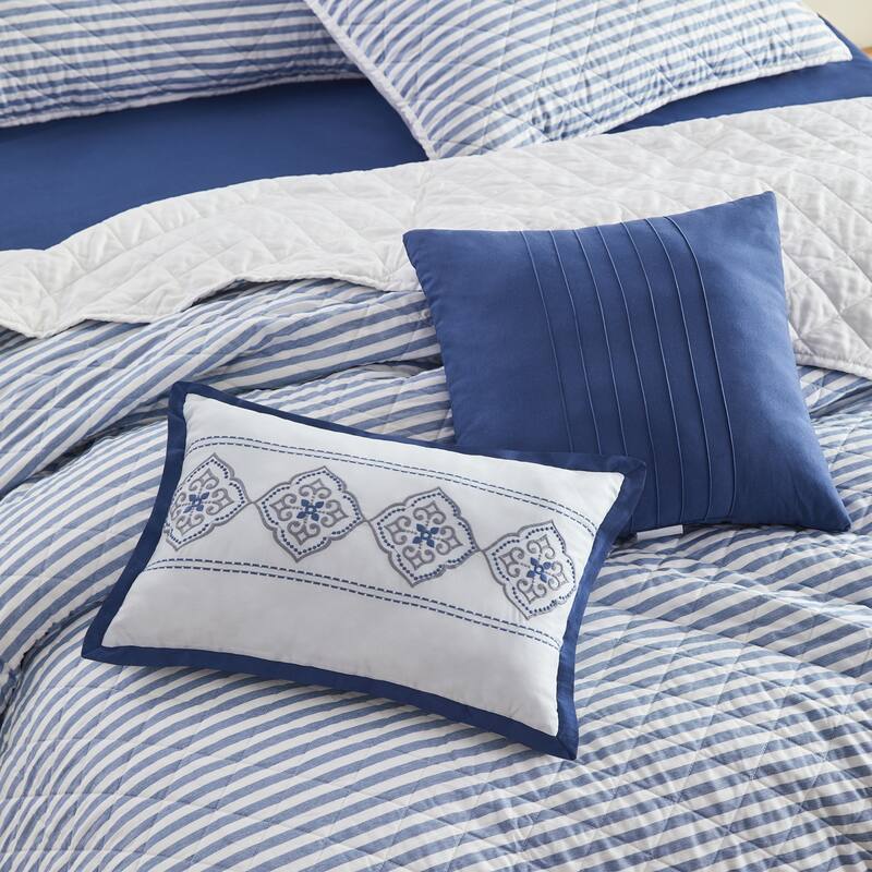 Wonderful 5 Piece Striped Coverlet Set
