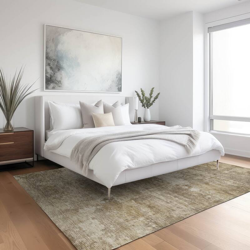 Machine Washable Indoor/ Outdoor Casual Ombre Chantille Rug