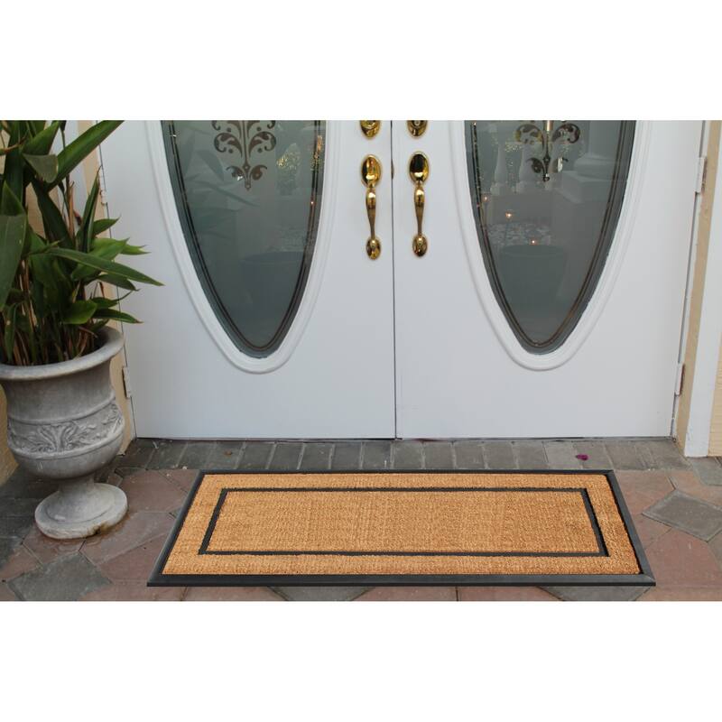 A1HC- Designer Hand-Crafted Rubber & Coir Frame Molded Double Door Mat, Perfect and more functional size