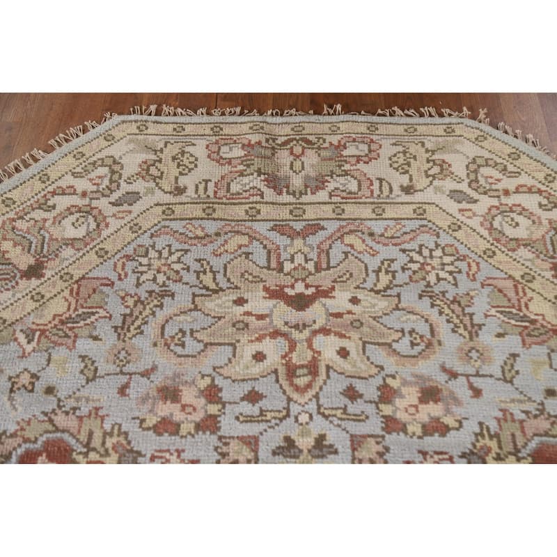 Heriz Serapi Oriental Octagon Rug Handmade Wool Carpet - 6'0"x 5'10"