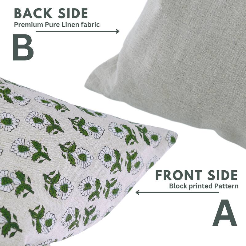 Fabdivine Handmade Boho Pure Linen Block Print Throw Home Décor Pillow Cover