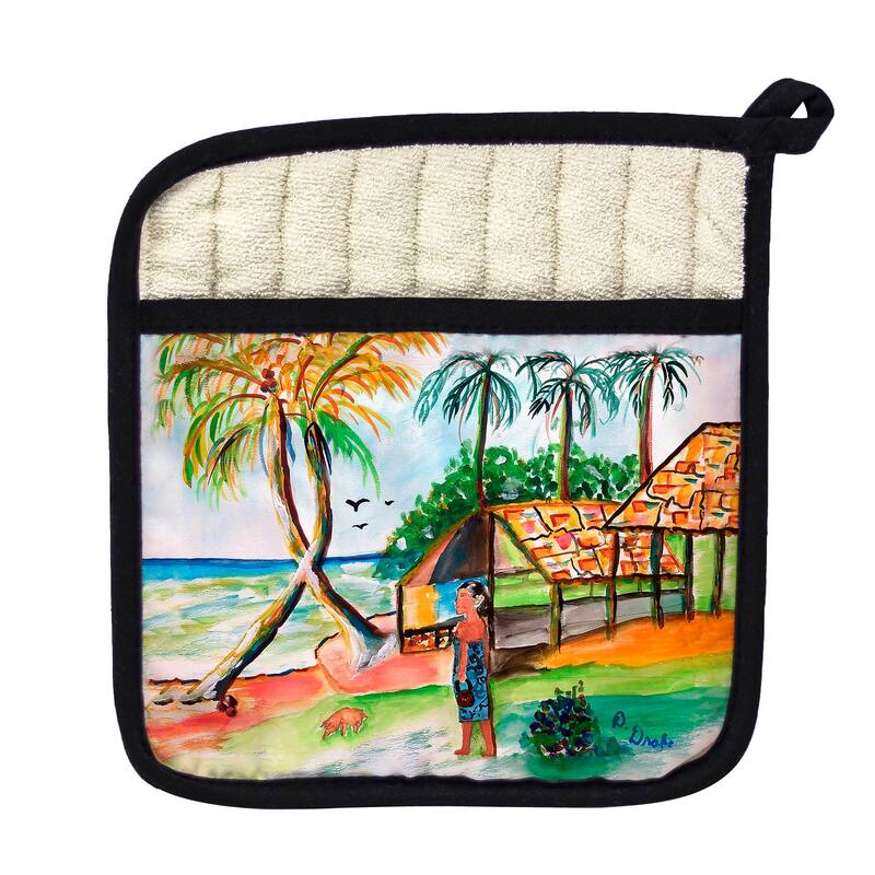 Palms & Woman Pot Holder - 9x9