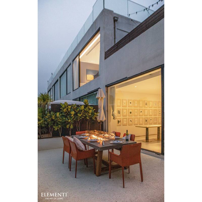 Elementi Sonoma 45,000 BTU Concrete Propane Fire Dining Table with Natural Ashwood Base