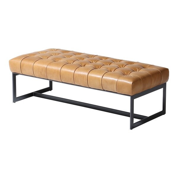 Aurelle Home Modern Leather Upholstered Metal Frame Bench - Overstock