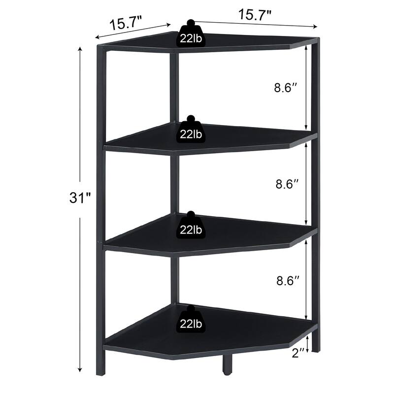 Javlergo Free-Standing 4-Tier Corner Shelf, Wood Storage Shelf