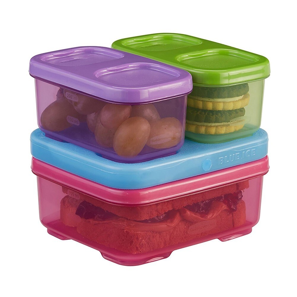 Rubbermaid 4-Piece Snap and Stack Lunch Blox Kit with Ice, Multi