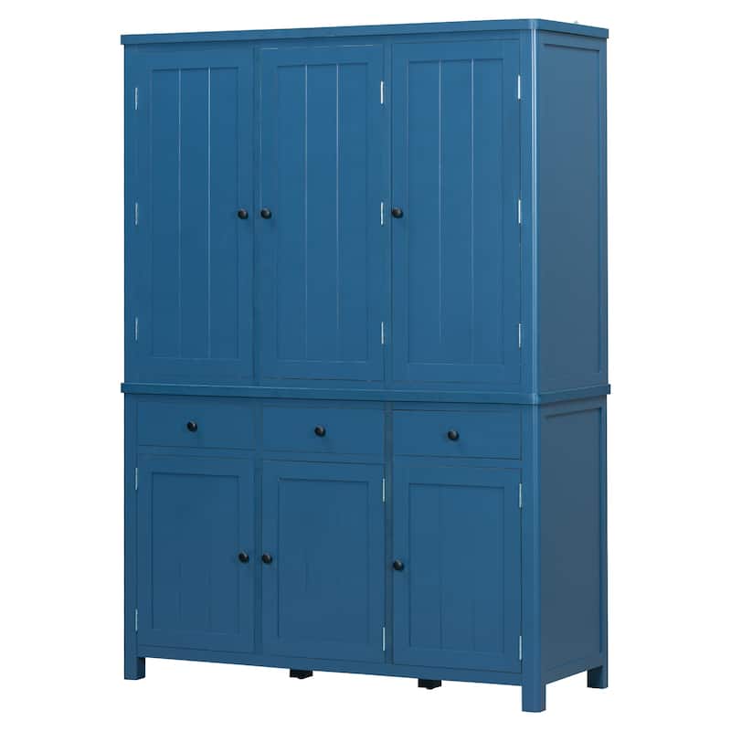 75" Farmhouse Kitchen Pantry Cabinet with Door Shelves, Large Freestanding Cupboard with Pull-Out Trays