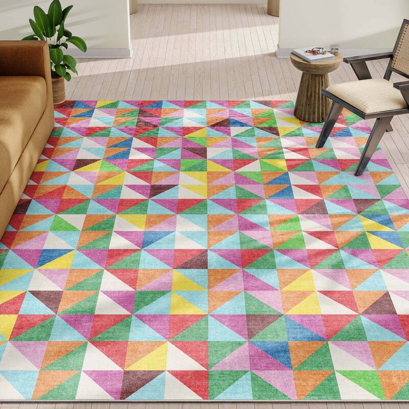 Well Woven Crayola Modern Tile Geometric Vibrant Multi Color Rug - 7' 10" x 9' 10" - Multi Color