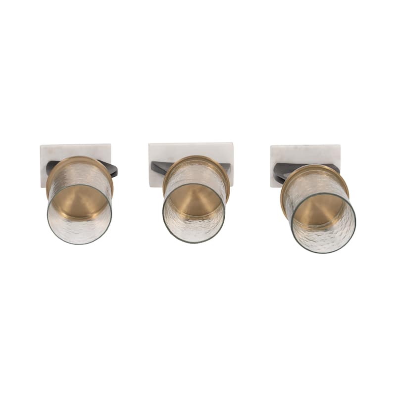 Candle Holders Set of 3 - Metal Marble Base, 13/15"