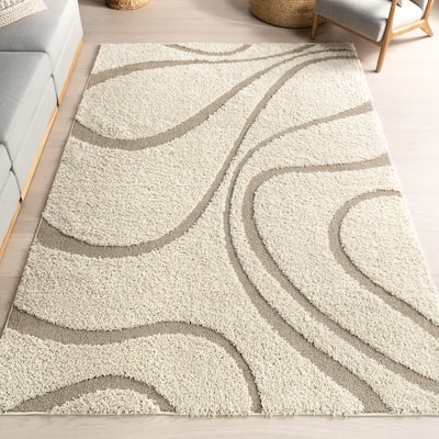 Nuloom Krista Contemporary Swirls Shag Area Rug