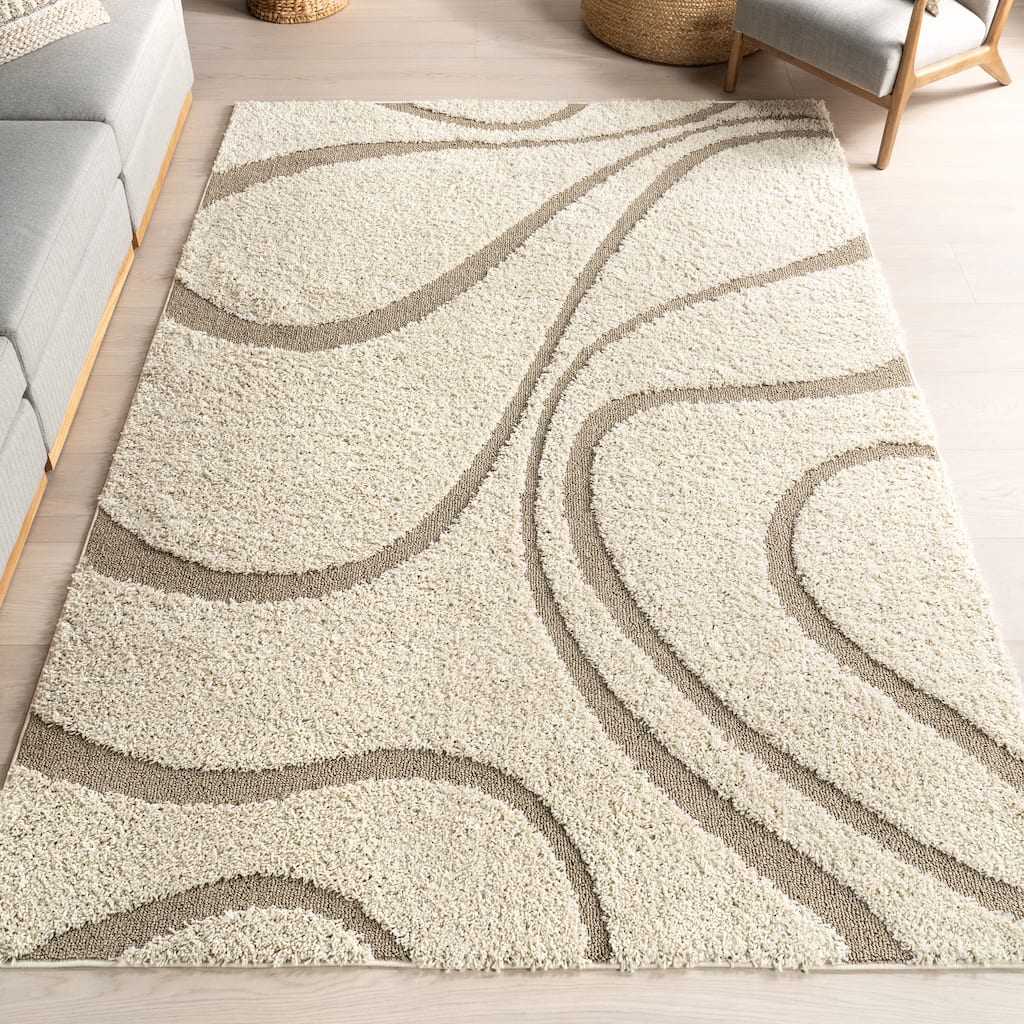 Nuloom Krista Contemporary Swirls Shag Area Rug