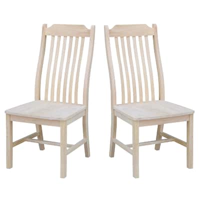 International Concepts Solid Wood Steambent Mission Dining Chairs, Set of 2