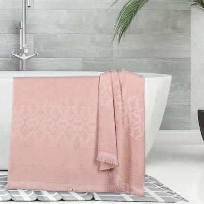 Superior Rolla Cotton Geometric Jacquard Plush Soft Bath Sheet Set of 2