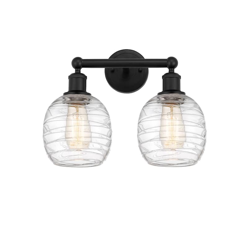 Innovations Lighting 616-2W-12-15 Belfast Vanity Belfast 2 Light 15" - Matte Black / Deco Swirl