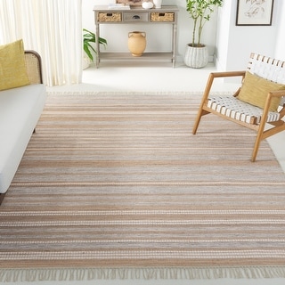 SAFAVIEH Handmade Kilim Jannell Farmhouse Stripe Jute Rug