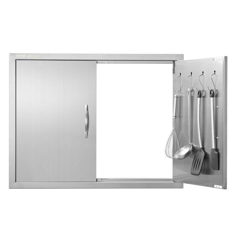 VEVOR BBQ Access Door, Stainless Steel Flush Mount, with Handles and Hooks