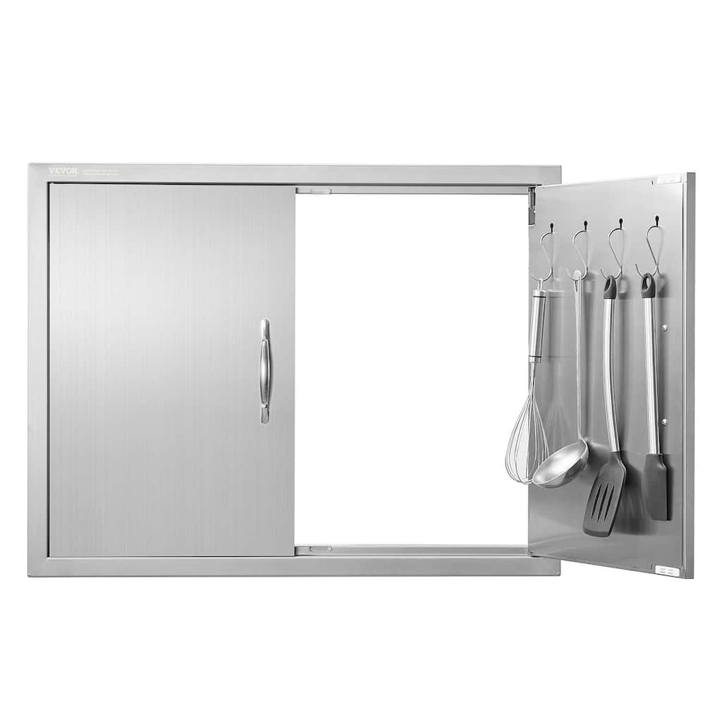 VEVOR BBQ Access Door, Stainless Steel Flush Mount, with Handles and Hooks