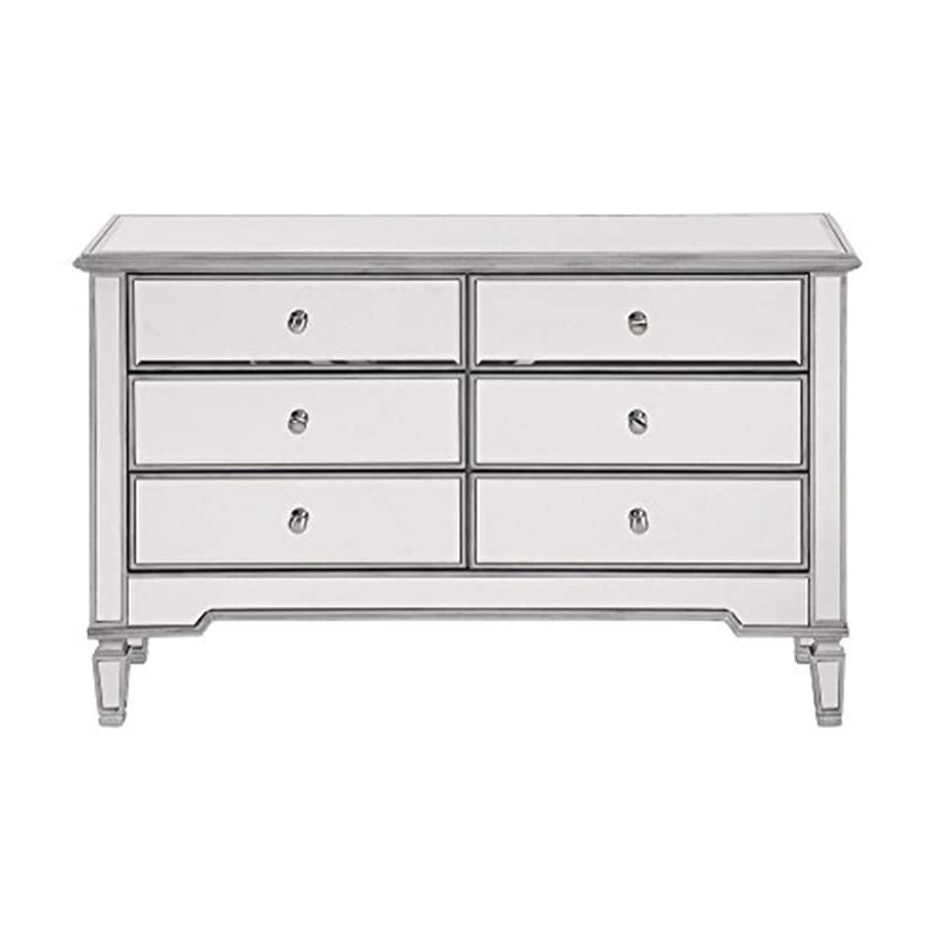 6-Drawer Dresser Silver Paint - 48" Wide Modern Storage Chest for Bedroom Living Room