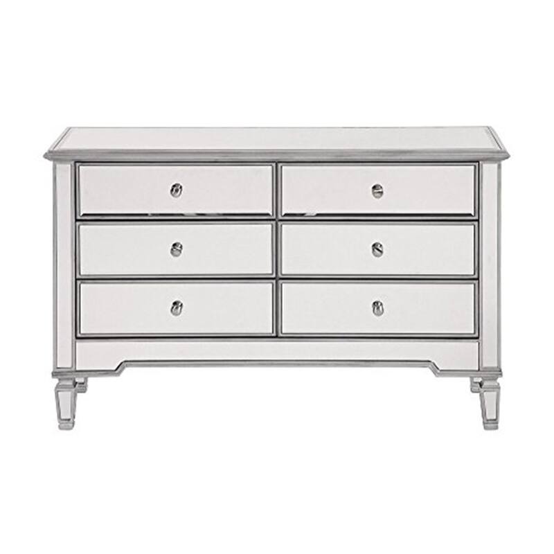 6-Drawer Dresser Silver Paint - 48" Wide Modern Storage Chest for Bedroom Living Room