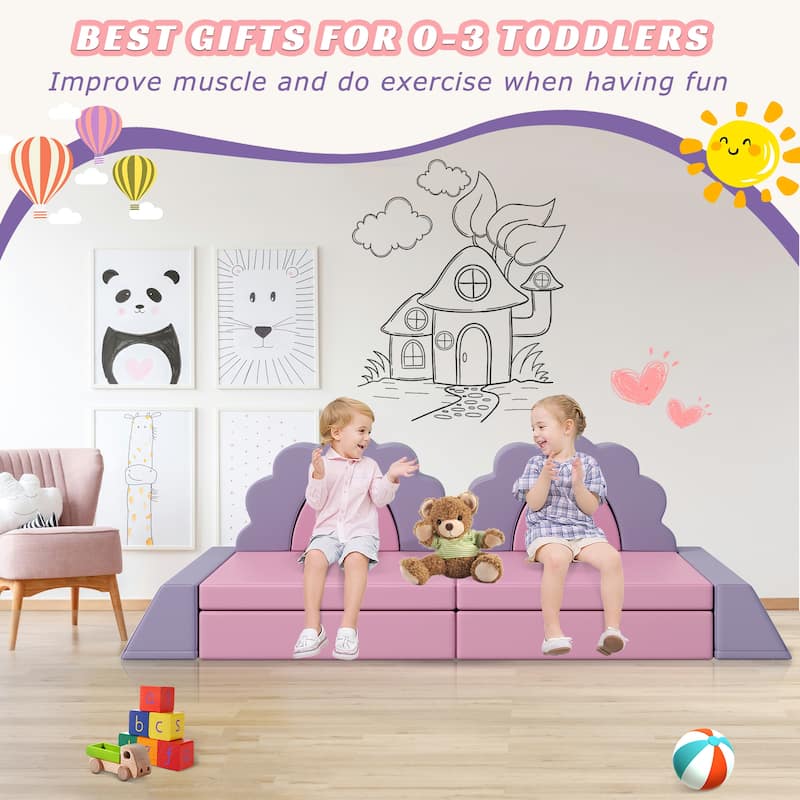 Foam Climbing Blocks Convertible Sofa ,Kids Play Couch, Indoor Climbing Structure for Toddlers, Infant, Kids, Pre-school