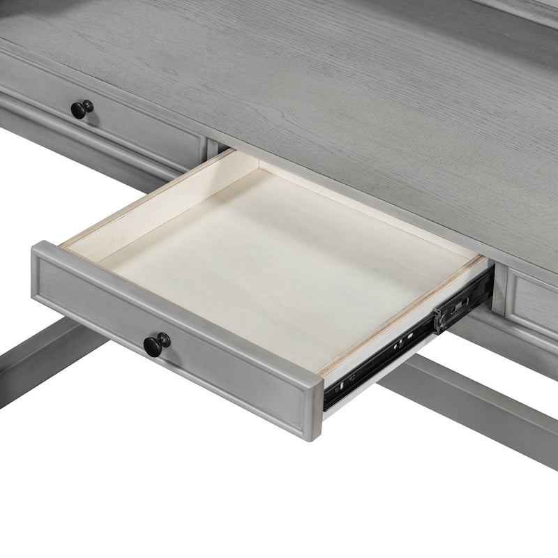 4-Piece Retro Dining Set Dining Table with USB with 3 Upholstered Stools