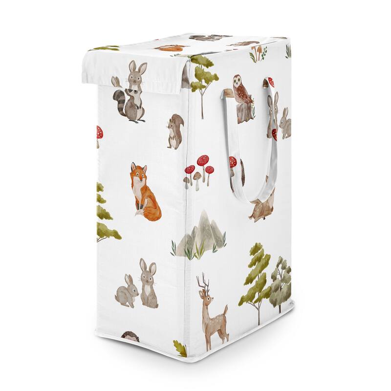 Sweet Jojo Designs Woodland Forest Animals Boy, Girl, Unisex/Gender Neutral Foldable Laundry Hamper with Handles-Brown Bear, Fox
