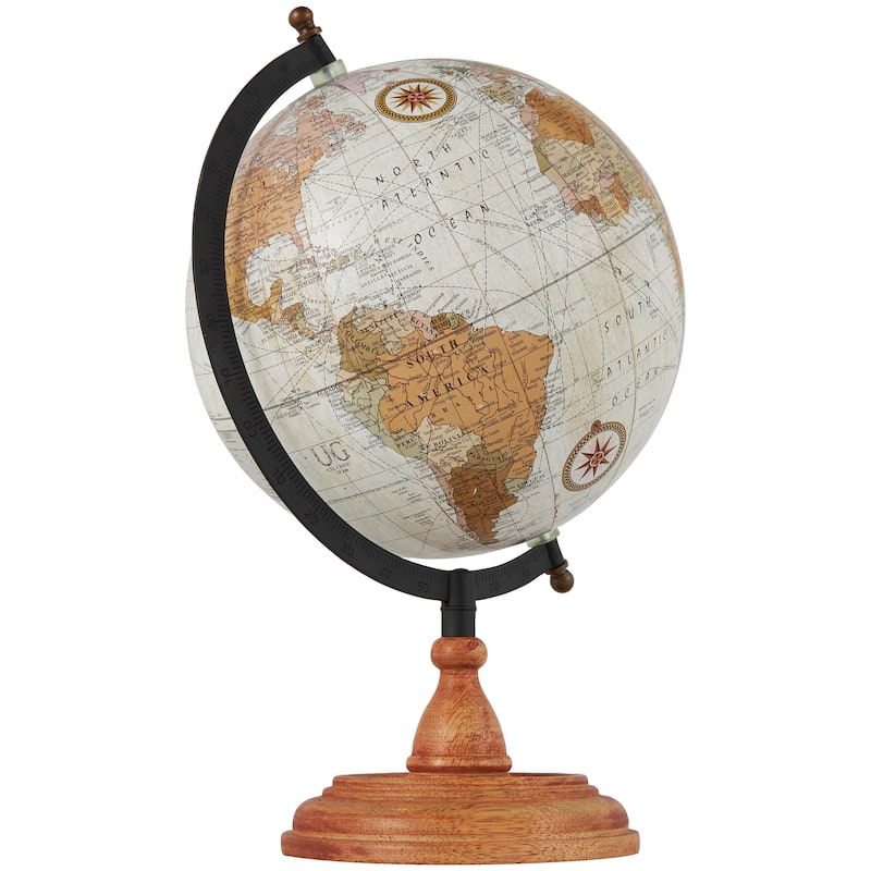 Brown Mango Wood Globe with Wood Base