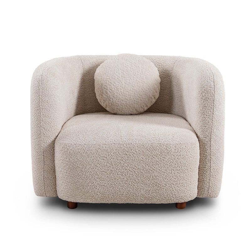 Boucle Sofa Chair in Japandi Style - Beige