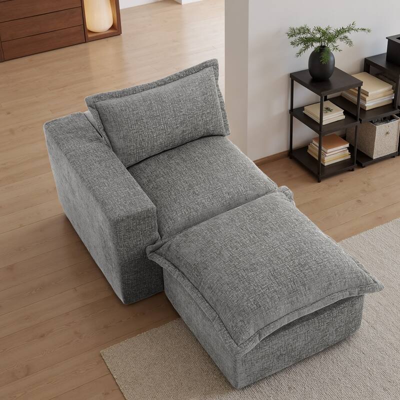 Chenille L-Shaped Modular Sectional Sofa Comfy Cloud Couch For Living Room