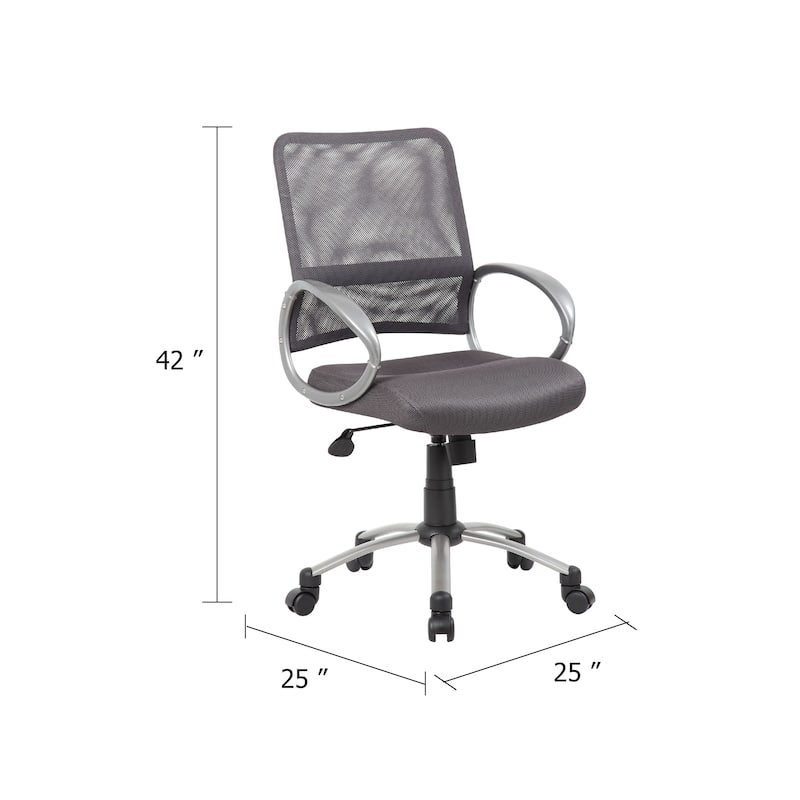Toi Rolling Task Chair, Charcoal Gray Mesh, Pewter, Adjustable