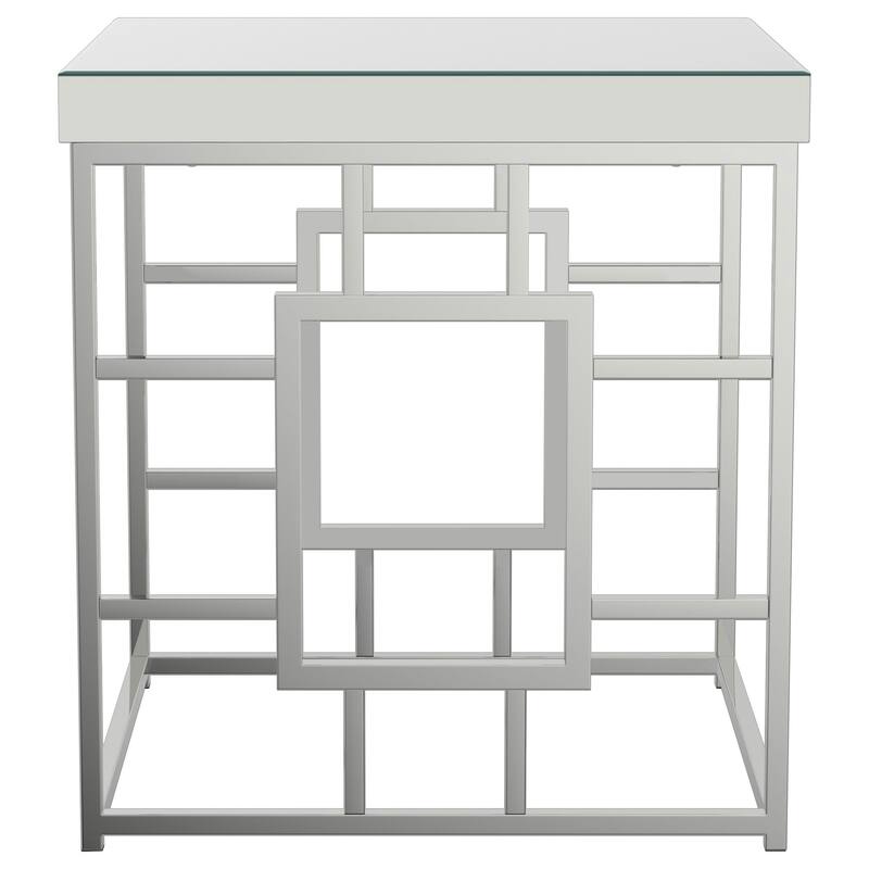 Dafina Square Mirrored Top Side End Table Chrome