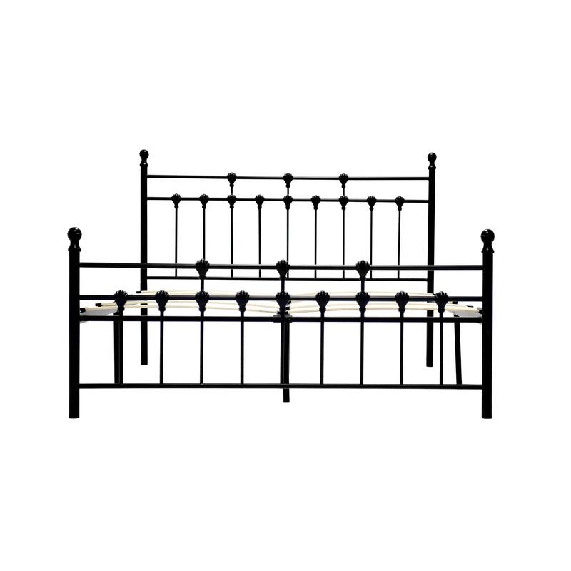 Metal Platform Bed Frame with Headboard and Footboard, Heavy Duty Slat Support/Underbed Storage Space, Vintage Style