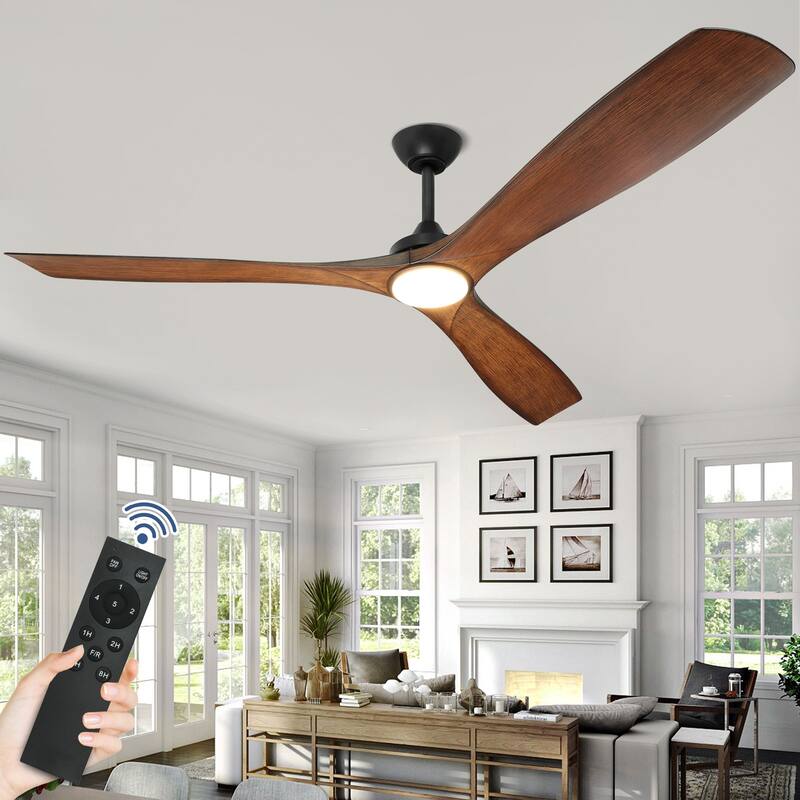 Remote Ceiling Fan with Lights Flush Mount - Walnut - 60"