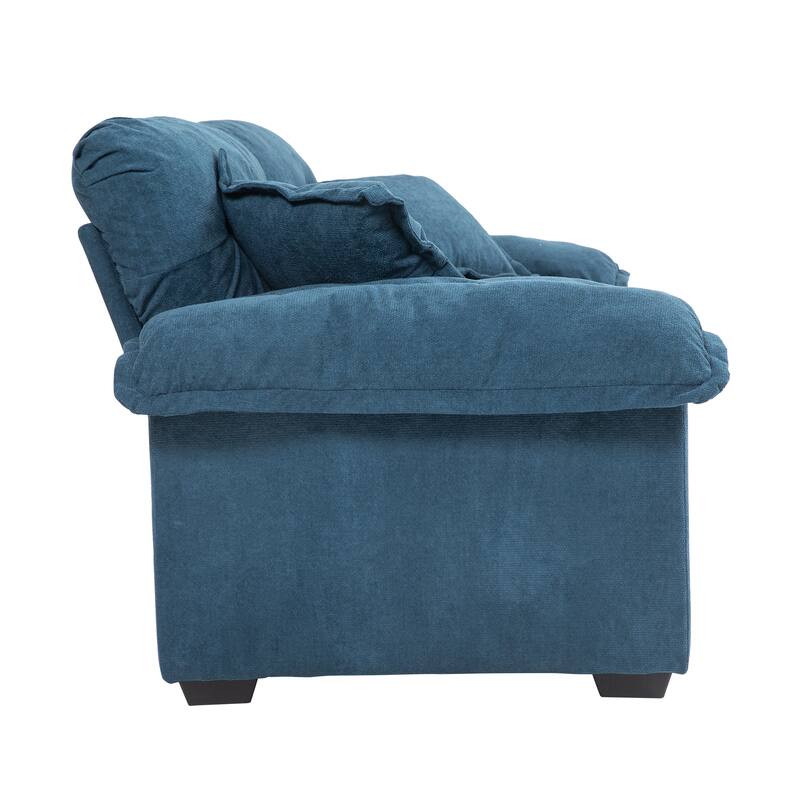 Small Sofa Loveseat Deep Seat Sofa Couch with 2 Throw Pillows, 2-Seater Settee with Pillow Top Armrests