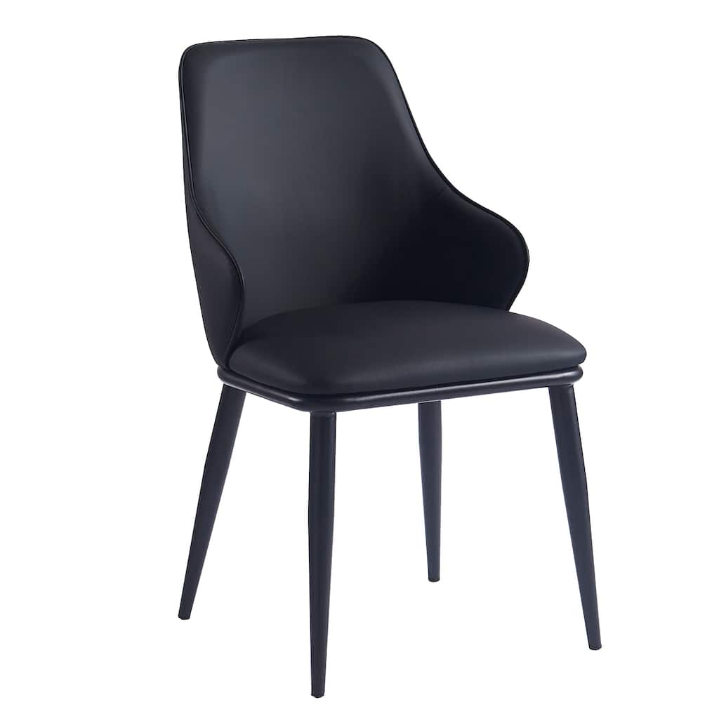 Contemporary Faux Leather and Metal Dining Chair, Set of 4