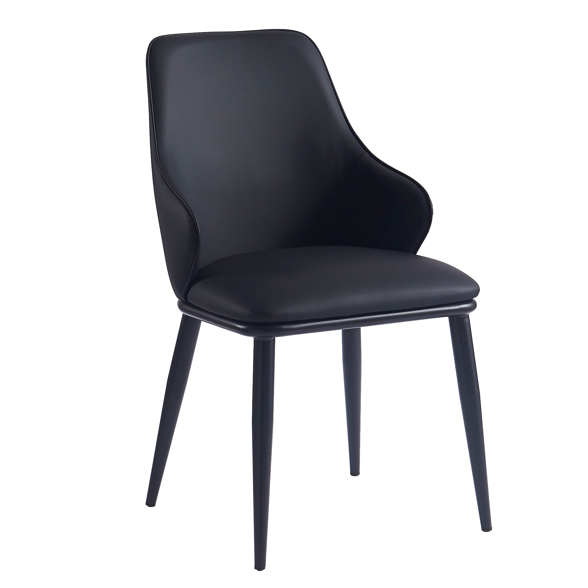 Contemporary Faux Leather and Metal Dining Chair, Set of 4