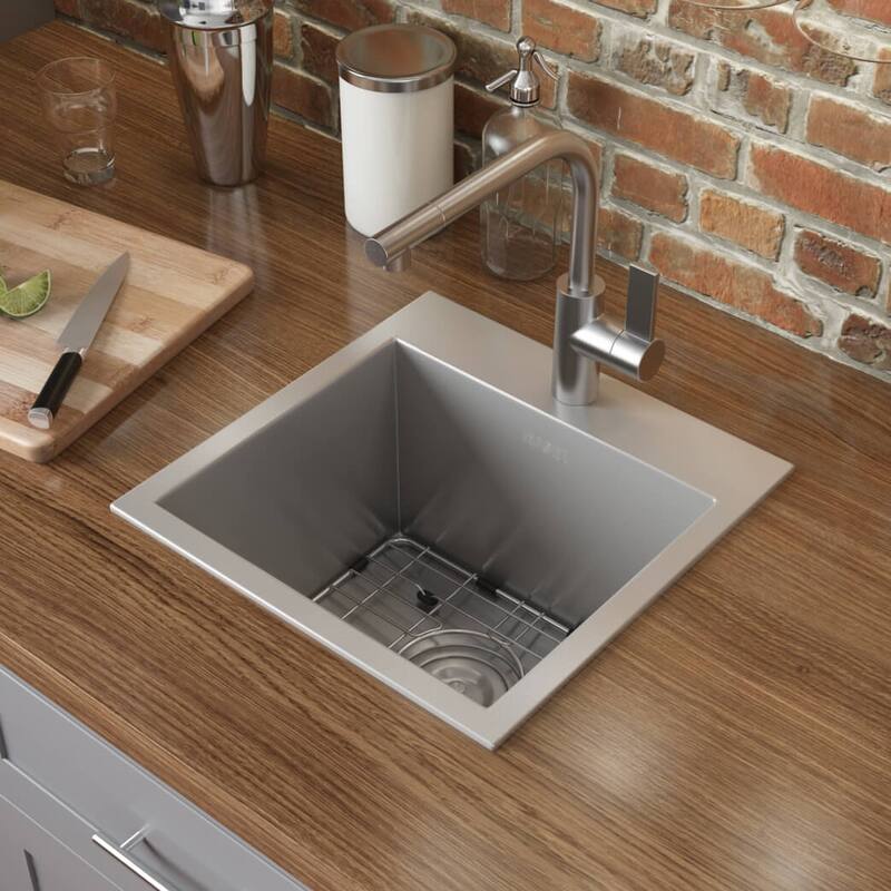 Ruvati 18 x 18 inch Drop-in Topmount Bar Prep Sink 16 Gauge Stainless Steel Single Bowl - 18" x 18" - 18" x 18″