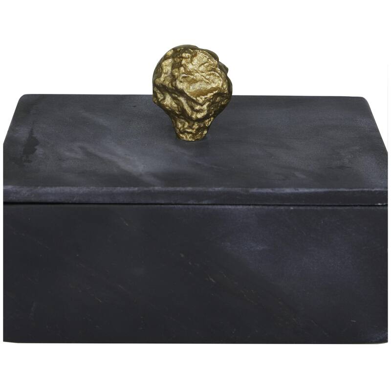 Marble Decorative Box with Gold Final or Textured Aluminum Knobs Set of 3 Green - Roche River Decor