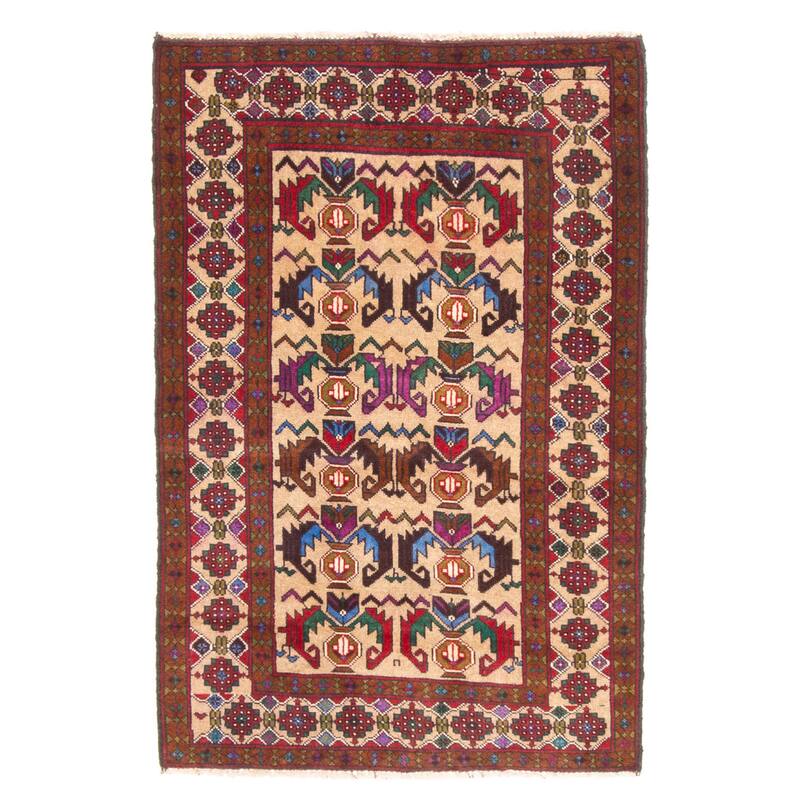 ECARPETGALLERY Hand-knotted Teimani Tan Wool Rug - 3'1 x 4'8