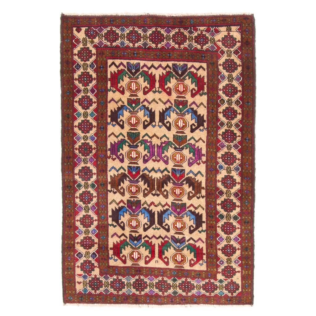 ECARPETGALLERY Hand-knotted Teimani Tan Wool Rug - 3'1 x 4'8