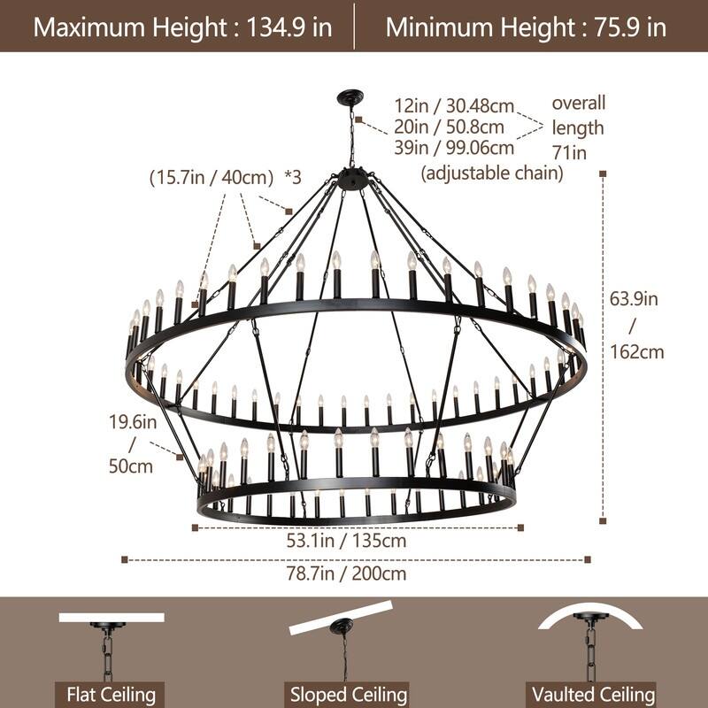 Large Wagon Wheel Chandelier,Round High Ceiling Chandeliers