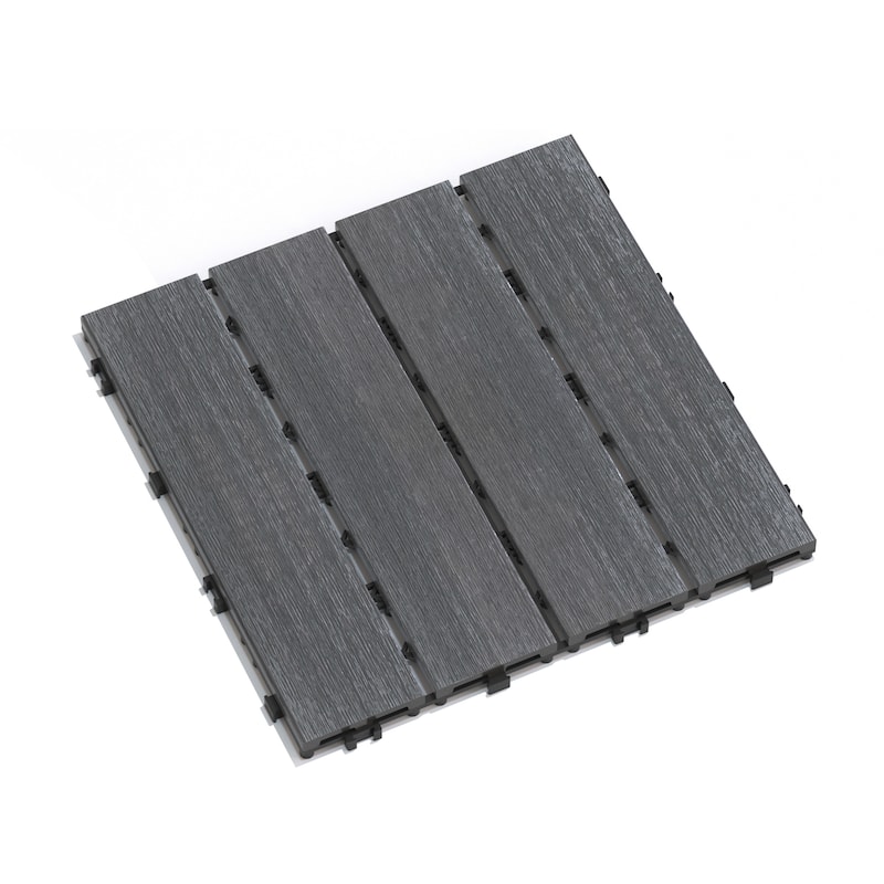 Patio Floor Tiles Pack of 22 WPC Wood-Plastic Composite Patio Deck Tiles DIY Interlocking Decking Tiles, Quick Deck Floor Tile