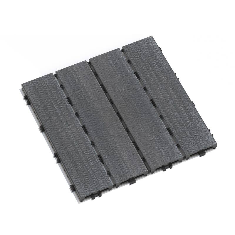 Patio Floor Tiles Pack of 22 WPC Wood-Plastic Composite Patio Deck Tiles DIY Interlocking Decking Tiles