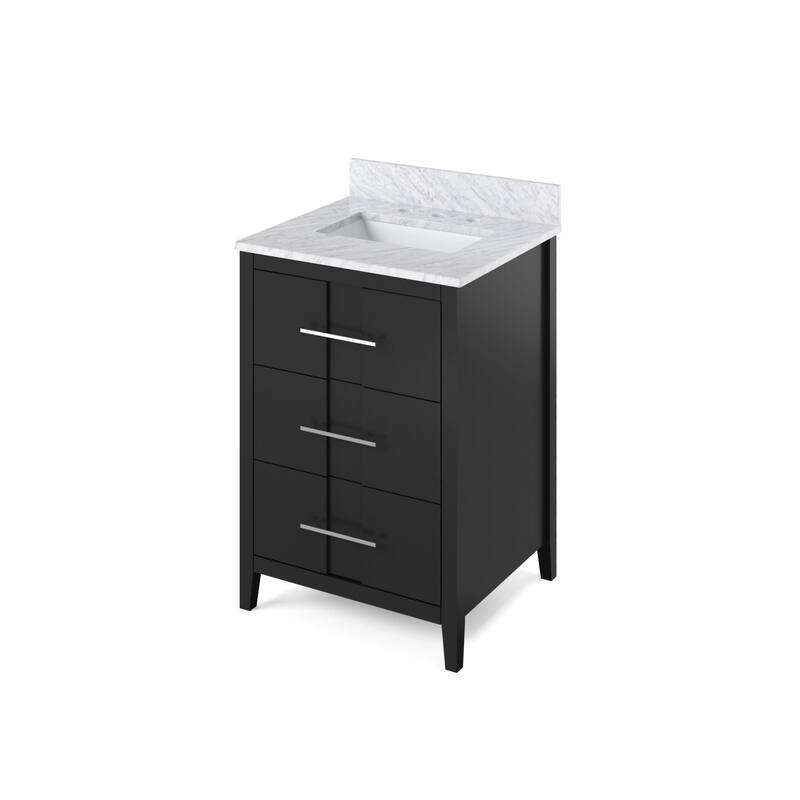 Jeffrey Alexander VKITKAT24R-MARBLE Katara 24" Free Standing Vanity - Black / White Carrara - Anthracite Finish